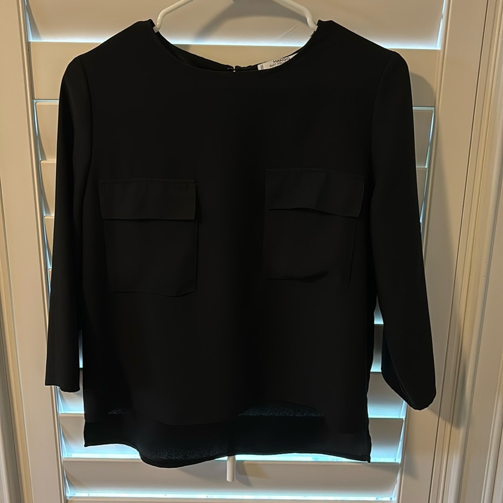 Mango black long sleeve blouse